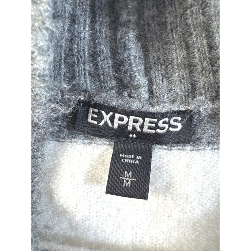 EXPRESS Women's Medium Striped Mock Neck Sweater Gray‎ Black White Acrylic Blend - Picture 8 of 8